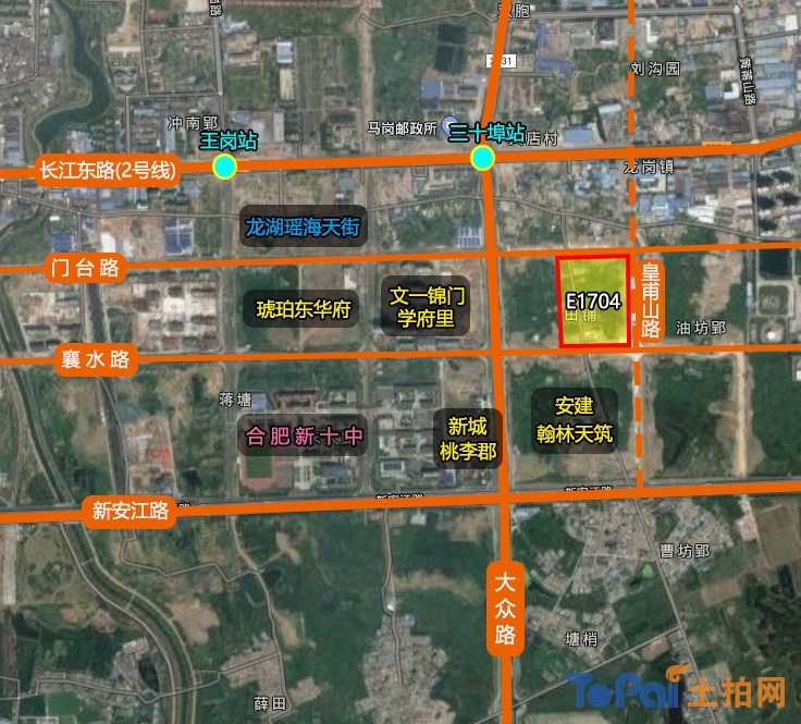 首页 土拍预告 正文    瑶海e1704号地块紧邻大众路,周边有长江东路